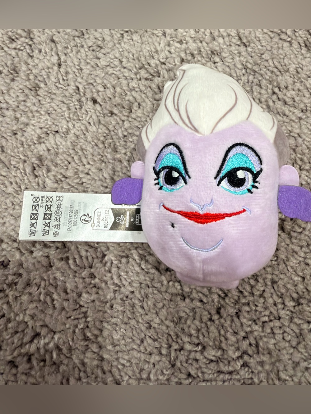 Disney Ursula Lavender Plush headband ear with Turquoise Eyes and Red Smile